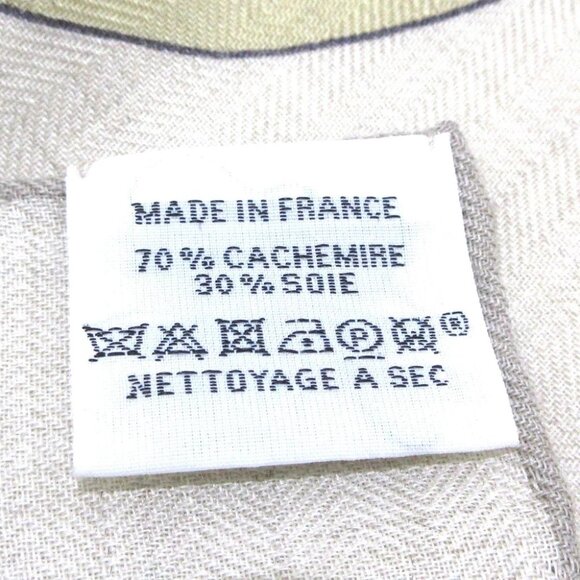 Auth HERMES Carres 140/Carre Geant Cream Beige Multi Cashmere Silk Scarf - Picture 4 of 6